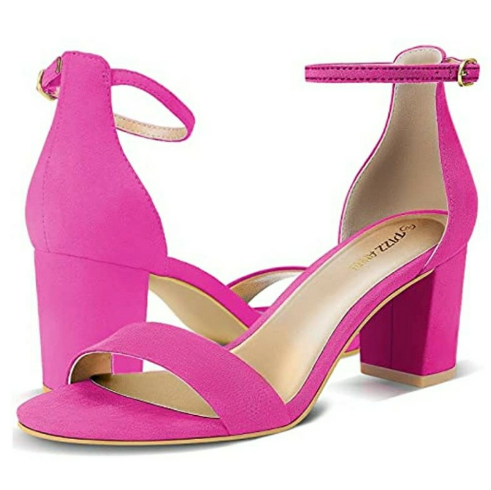 Feminine Open-Toe Ankle Strap Sandals in Hot Pink